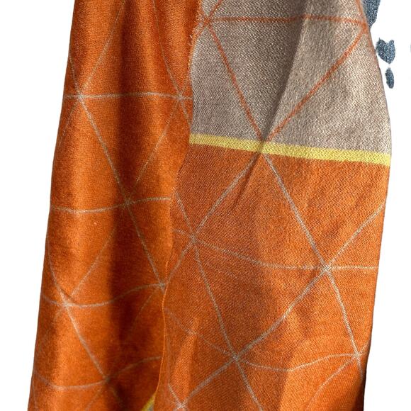 Boho Shawl Poncho 48" Rust Orange Tan Yellow Lagenlook Viscose Fall Autumn NEW! - Picture 4 of 8